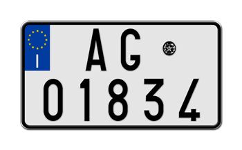 ITALY MOTORCYCLE LICENSE PLATE - EMBOSSED WITH YOUR CUSTOM NUMBER