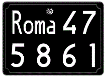 ITALY PROVINCE OF ROME(ROMA) - EURO SQUARE LICENSE  PLATE ISSUED BETWEEN 1932 TO 1976. PERFECT FOR YOUR FERRARI, FIAT, LAMBORGHINI, BUGATTI, OR ALFA ROMEO -- 