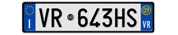 ITALY FRONT LICENSE PLATE - PROVINCE OF VERONA (VR) EURO (EEC) WITH REGISTRATION DATE 09 - PERFECT FOR YOUR FIAT, LAMBORGHINI, BUGATTI, OR ALFA ROMEO -- 