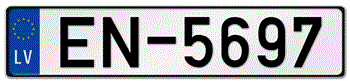 LATVIA EURO (EEC) LICENSE PLATE ISSUED FROM MAY 1, 2004 TO PRESENT -- EMBOSSED WITH YOUR CUSTOM NUMBER