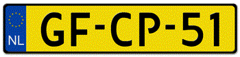 THE NETHERLANDS (HOLLAND) EURO (EEC) LICENSE PLATE -- EMBOSSED WITH YOUR CUSTOM NUMBER