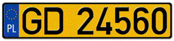 POLAND EURO (EEC) LICENSE PLATE ISSUED FROM MAY 1, 2004 TO PRESENT -- EMBOSSED WITH YOUR CUSTOM NUMBER