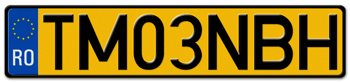 ROMANIA EURO (EEC) LICENSE PLATE ISSUED FROM JANUARY 1, 2007 TO PRESENT -- EMBOSSED WITH YOUR CUSTOM NUMBER