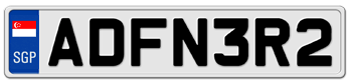 SINGAPORE EURO LICENSE PLATE -- EMBOSSED WITH YOUR CUSTOM NUMBER