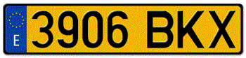 SPAIN (ESPANA) EURO (EEC) LICENSE  PLATE  -- EMBOSSED WITH YOUR CUSTOM NUMBER