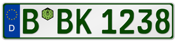 GERMAN LICENSE PLATE FOR TAX EXEMPT VEHICLE -EMBOSSED WITH YOUR CUSTOM NUMBER