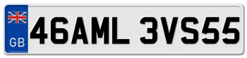 GREAT BRITAIN FLAG EURO 11 CHARACTER FRONT LICENSE PLATE  -- EMBOSSED WITH YOUR CUSTOM NUMBER
