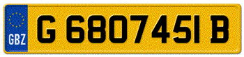 GIBRALTAR EURO (EEC) 11 CHARACTER REAR LICENSE PLATE 