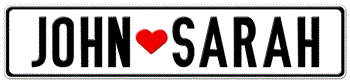 HEART EUROPEAN WHITE LICENSE PLATE -- S/LETTERS IN BLACK