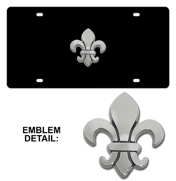 FLEUR-DE-LIS CHROME EMBLEM 3D BLACK LICENSE PLATE