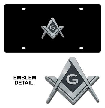 MASON CHROME EMBLEM 3D BLACK LICENSE PLATE