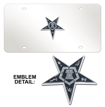 EASTERN STAR CHROME EMBLEM 3D MIRROR LICENSE PLATE