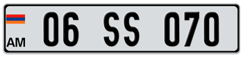 ARMENIA EURO LICENSE PLATE - EMBOSSED WITH YOUR CUSTOM NUMBER