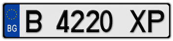 BULGARIA EURO (EEC) LICENSE PLATE ISSUED FROM JANUARY 1, 2007 TO PRESENT -- EMBOSSED WITH YOUR CUSTOM NUMBER