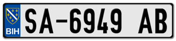BOSNIA TRADITIONAL SHIELD EURO LICENSE PLATE - EMBOSSED WITH YOUR CUSTOM NUMBER