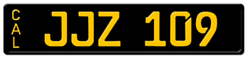 CALIFORNIA BLACK AND YELLOW EUROPEAN STYLE LICENSE PLATE - EMBOSSED WITH YOUR CUSTOM NUMBER