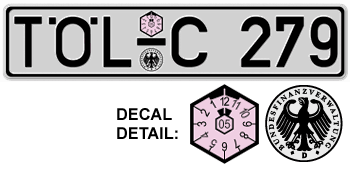 GERMAN EURO LICENSE PLATE ISSUED BETWEEN JULY 1989 TO DECEMBER 1993 - EMBOSSED WITH YOUR CUSTOM NUMBER