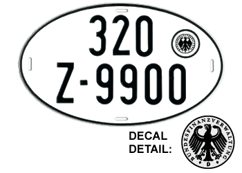 GERMAN EURO OVAL TEMPORARY LICENSE PLATE ISSUED BETWEEN 1948 TO 1988 - 