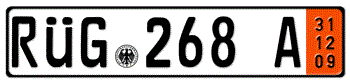 GERMAN TEMPORARY (ZOLL) LICENSE PLATE ISSUED FROM 1989 TO PRESENT -