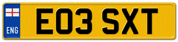 ENGLAND LICENSE PLATE REAR -EMBOSSED WITH YOUR CUSTOM NUMBER