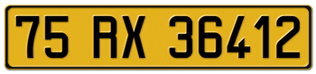 FRANCE EURO REFLECTIVE YELLOW REAR LICENSE PLATE (NEW FONT) ISSUED 1993 - 2000 - 