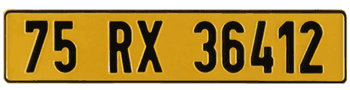 FRANCE EURO REFLECTIVE YELLOW REAR LICENSE PLATE ISSUED 1993 - 2000 PERFECT FOR YOUR BUGATTI, CITROÃ‹N, RENAULT, PEUGEOT, OR SIMCA -- 
