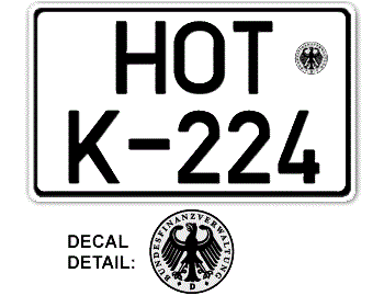 GERMAN TRUCK LICENSE PLATE ISSUED BETWEEN 1900 TO 1989 -EMBOSSED WITH YOUR CUSTOM NUMBER