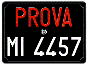 ITALY PROVA EURO SQUARE LICENSE PLATE ISSUED BETWEEN 1933 TO 1975. PERFECT FOR YOUR FERRARI, FIAT, LAMBORGHINI, BUGATTI, OR ALFA ROMEO - 