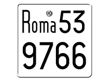 ROMA ITALY EURO MOPED LICENSE PLATE - EMBOSSED WITH YOUR CUSTOM NUMBER
