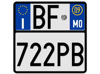 ITALY MOTORCYCLE LICENSE PLATE MODENA (MO) 09 - EMBOSSED WITH YOUR CUSTOM NUMBER