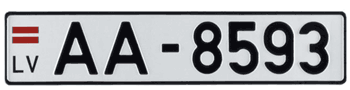 LATVIA EURO LICENSE PLATE -- EMBOSSED WITH YOUR CUSTOM NUMBER