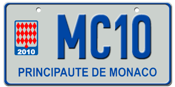 MONACO 2010 EURO LICENSE PLATE -- 