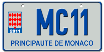 MONACO 2011 EURO LICENSE PLATE -- EMBOSSED WITH YOUR CUSTOM NUMBER