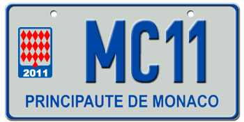 MONACO 2011 EURO LICENSE  PLATE -- 