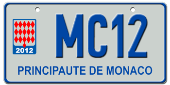 MONACO 2012 EURO LICENSE  PLATE -- EMBOSSED WITH YOUR CUSTOM NUMBER