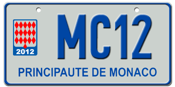 MONACO 2012 EURO LICENSE PLATE -- 