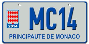 MONACO 2014 EURO LICENSE PLATE -- 