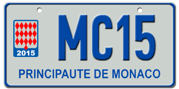 MONACO 2015 EURO LICENSE PLATE -- EMBOSSED WITH YOUR CUSTOM NUMBER