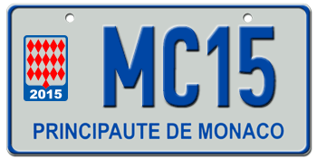 MONACO 2015 EURO LICENSE  PLATE -- 