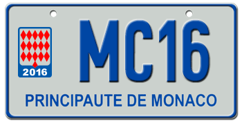 MONACO 2016 EURO LICENSE  PLATE -- 