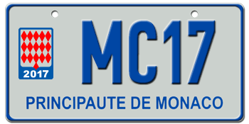 MONACO 2017 EURO LICENSE PLATE -- EMBOSSED WITH YOUR CUSTOM NUMBER