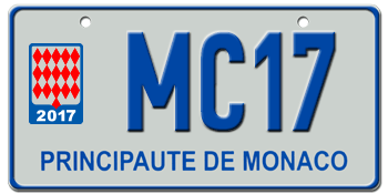 MONACO 2017 EURO LICENSE  PLATE -- 