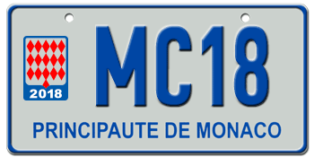 MONACO 2018 EURO LICENSE  PLATE -- 