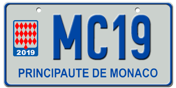 MONACO 2019 EURO LICENSE PLATE -- EMBOSSED WITH YOUR CUSTOM NUMBER