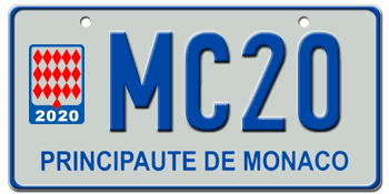 MONACO 2020 EURO LICENSE PLATE -- EMBOSSED WITH YOUR CUSTOM NUMBER