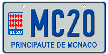 MONACO 2020 EURO LICENSE PLATE -- 