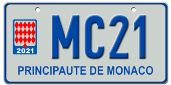 MONACO 2021 EURO LICENSE PLATE -- 