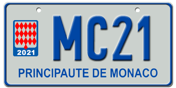 MONACO 2021 EURO LICENSE  PLATE -- 