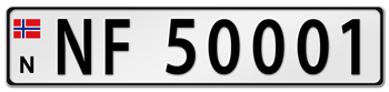 NORWAY EURO LICENSE PLATE--EMBOSSED WITH YOUR CUSTOM NUMBER