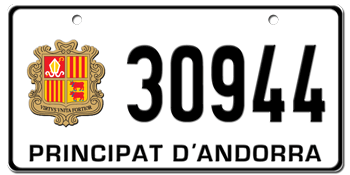 ANDORRA LICENSE PLATE -- EMBOSSED WITH YOUR CUSTOM NUMBER